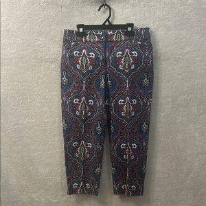 Talbots Blue and Purple Paisley Capris with Vintage Elegance